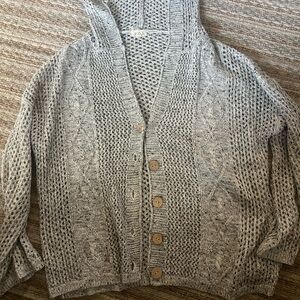 POL Crochet Style Button Up Cardigan